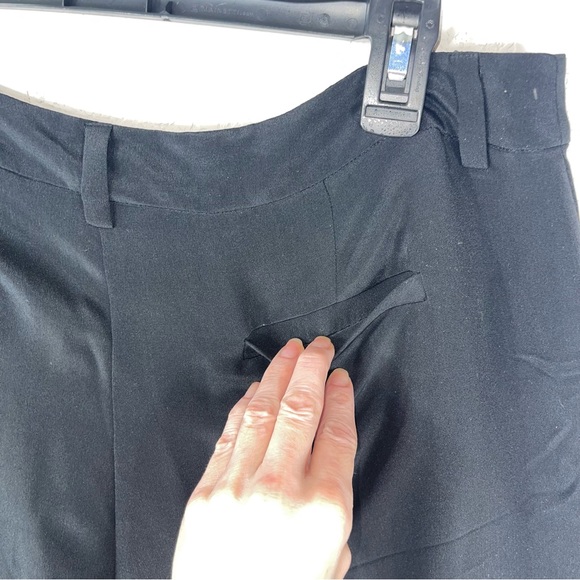Eileen Fisher 100% silk wide leg trousers pleated belt loops pockets size M - Picture 7 of 13